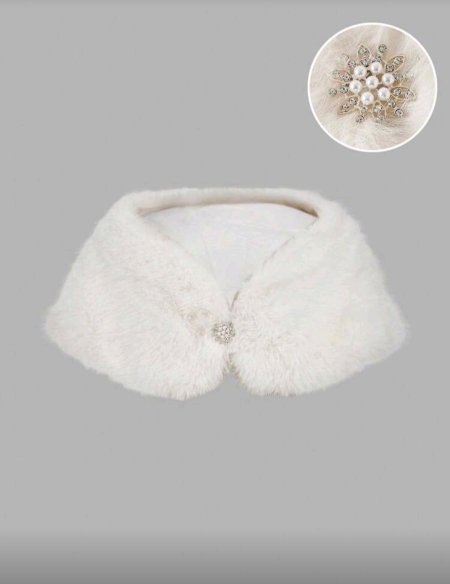 SHEIN MOD 1 قطعة شال أنيق وكاجوال متعدد الاستخدامات من الفرو الاصطناعي الأبيض مزين بالراين ستونز، مناسب لمناسبات رأس السنة والتخرج والزفاف والحفلات والهالوين والأعياد والحفلات