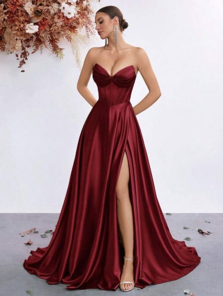 ADYCE فستان ماكسي أنيق بياقة على شكل حرف V بدون أكتاف وخصر عالي وظهر مفتوح مع ربطة، مناسب للحفلات والسنة الجديدة ومناسبات أخرى