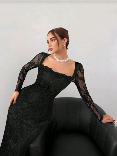 Aloruh فستان مرايل جديد للنساء بأكمام طويلة من الدانتيل على شكل S مثير للحفلات والمناسبات المسائية وعشاء المواعدة