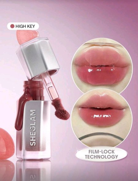 SHEGLAM Glass Lock Air ملمع شفاه-High Key علامة تجارية جمال مكياج ميكب مستحضرات تجميل للنساء الفتيات مثالي لفصل الشتاء الربيع مثالي ل- Y2K أزياء أنيقة رمضان هدية حفلة جاهز أفضل لون