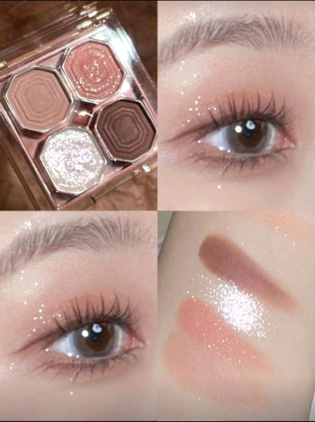 DIKALU متلألأ 4ألوان لوحة ظلال العيون , قطعة واحدة لون بشرة عالي مصطبغة ضد للماء لين لطيف على البشرة مسحوق ظلال العيون