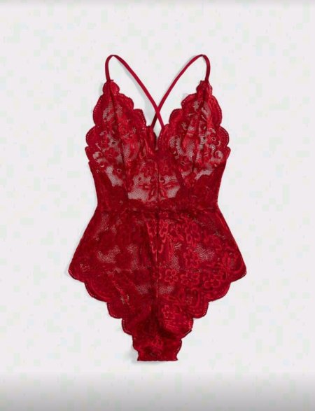 ROMWE Kawaii بوديسوت رومانسية جريئة عيد الحب مع رقبة على شكل V من الدانتيل مع كشكشة وحزام قابل للتعديل <br> <span class='text-color-warm'>سيتوفر قريباً</span>