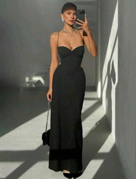 Aloruh فستان كامي بتصميم مناسب مع فتحات جانبية ومفتول الخصر للنساء