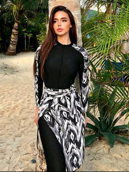 Swim Shayni مايوه نسائي بيركيني حريري من قطعة واحدة، مطبوع بشكل عشوائي، بدون سلك، مع حقوق طبع ونشر، بالإضافة إلى بنطلون وتغطية مطبوعة ملابس عربية صيفية