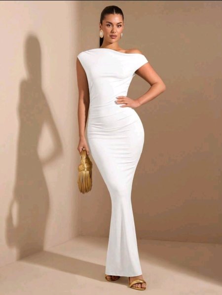 SHEIN BAE ثوب مزخرف بخط قصير الجانبين وخصر باذخ وبذيل إلى الأرض، مناسب للاستخدام اليومي والخروج والحفلات والنوادي و حفلات هالوين ، مثالي للنساء في فصل الخريف