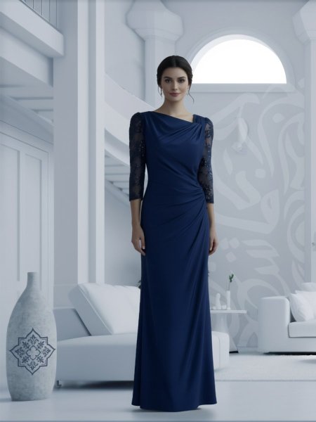 فستان سبانديكس ساتان كحلي