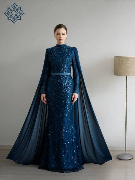 فستان شك باللون البترولي