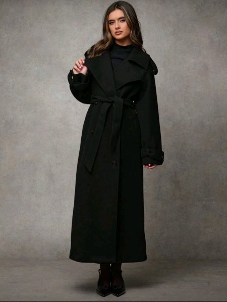 SHEIN BAE 1 قطعة جاكيت كاجوال للنساء بأكمام طويلة وأزرار وربطة أمامية، لارتداء اليومي في فصلي الخريف والشتاء